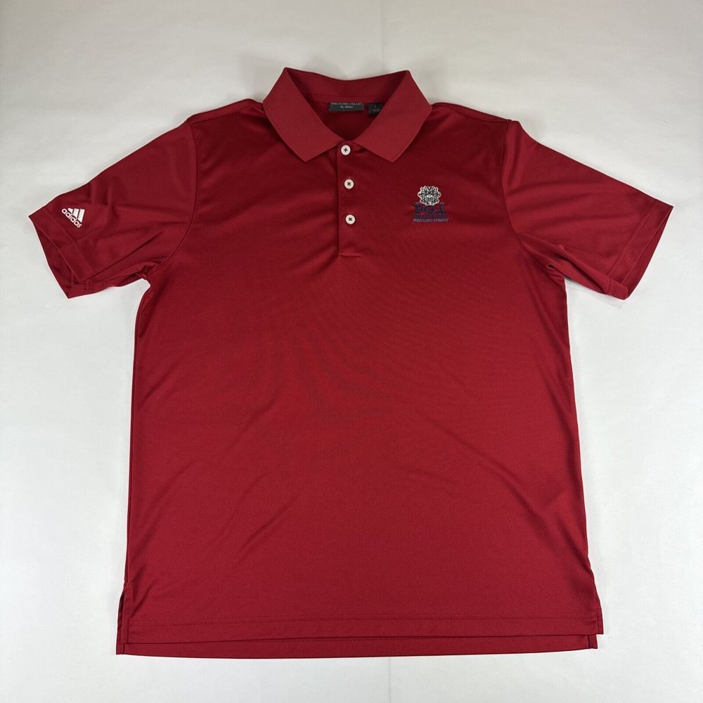 Adidas Whistling Straits Golf Polo Mens L Red Short Sleeve 2015 PGA Championship